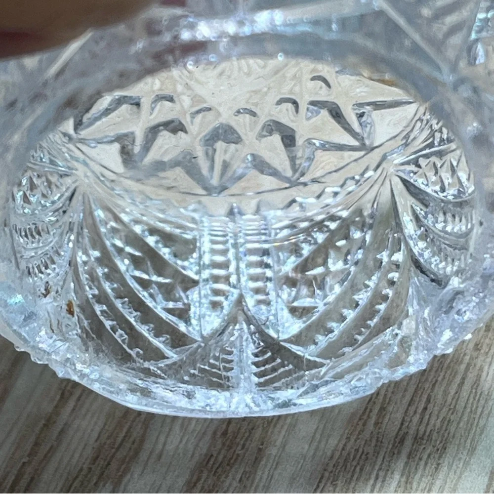 Antique EAPG Pressed Glass Open Salt Cellar – Daisy Fan Pattern – Late 1800s